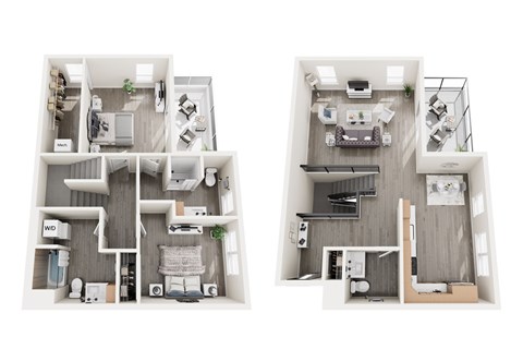 Floor plan for 2 beds, 2.5 baths, 1788 sqft